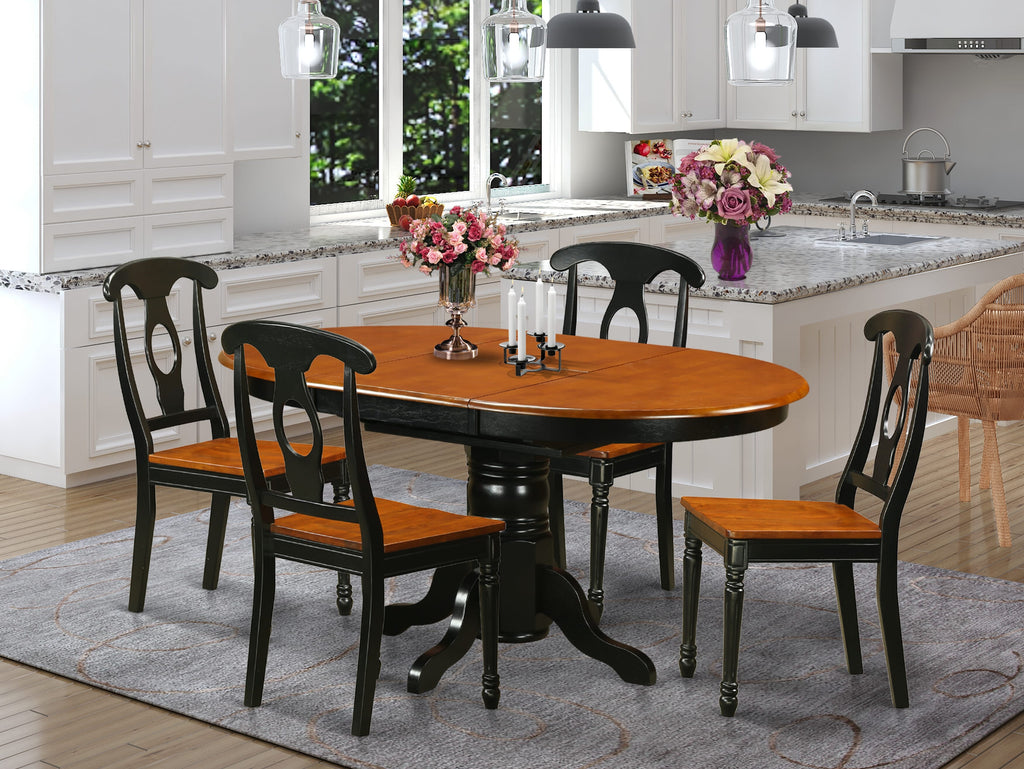 KENL5-CUB-K Dining Set for Four - Oval Table with Leaf & Comfortable Chairs, Black Cherry Finish
