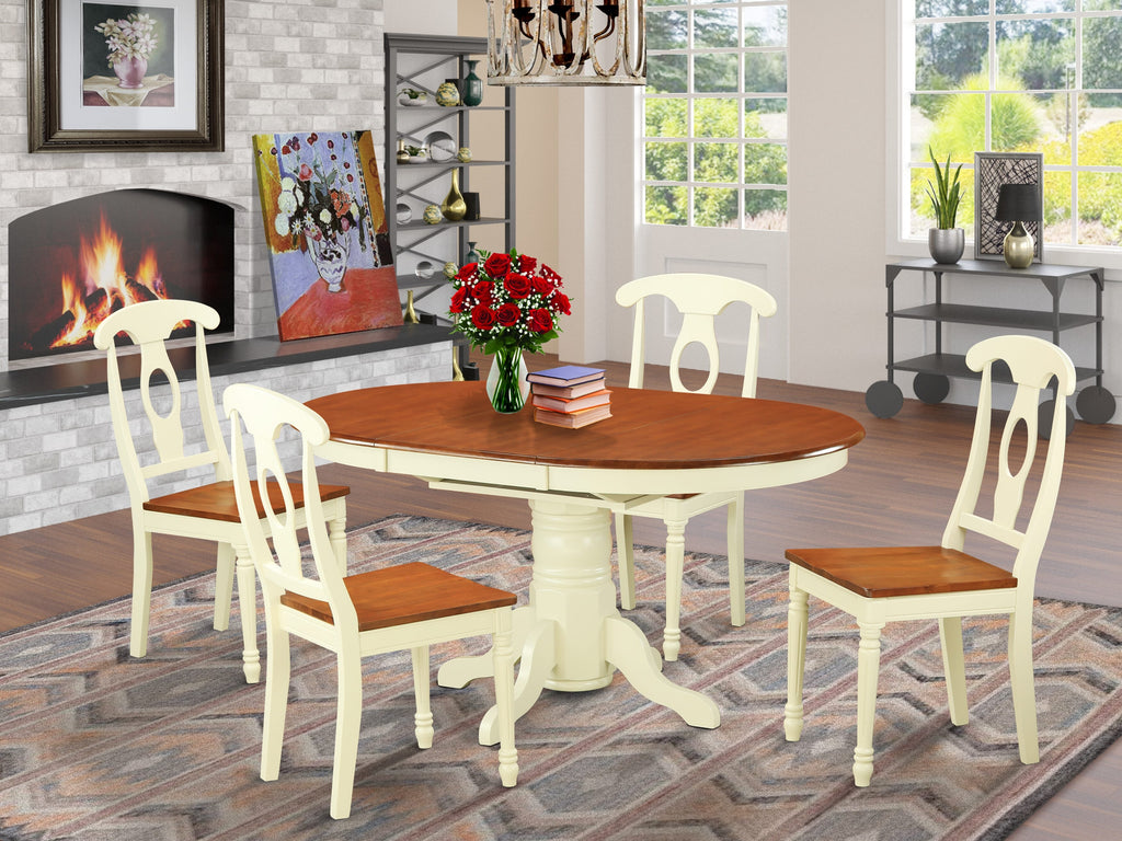 KENL5-GO3-S 5-Piece Dining Ensemble with Oval Table and 4 Chairs, Buttermilk & Cherry Finish