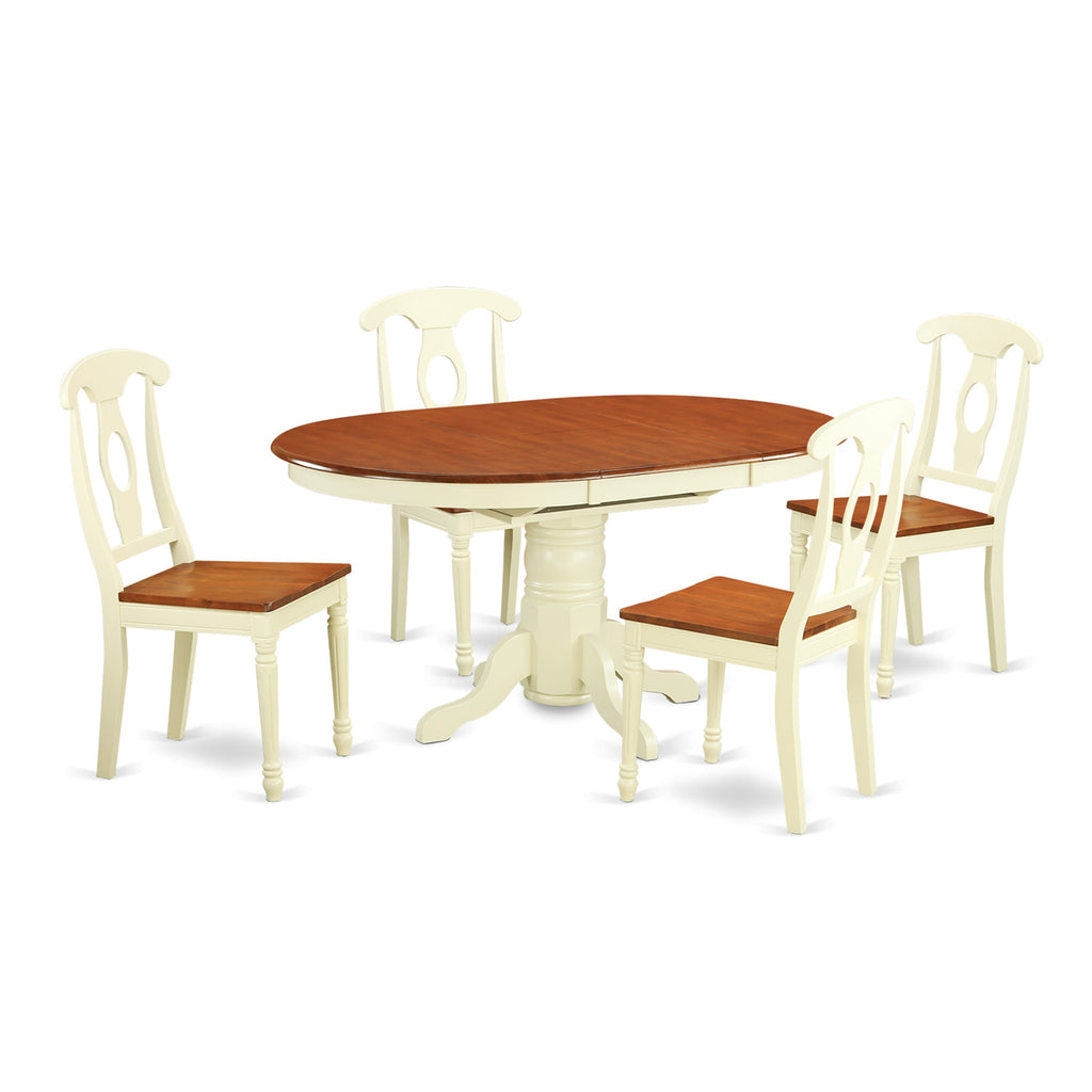 KENL5-GO3-S 5-Piece Dining Ensemble with Oval Table and 4 Chairs, Buttermilk & Cherry Finish