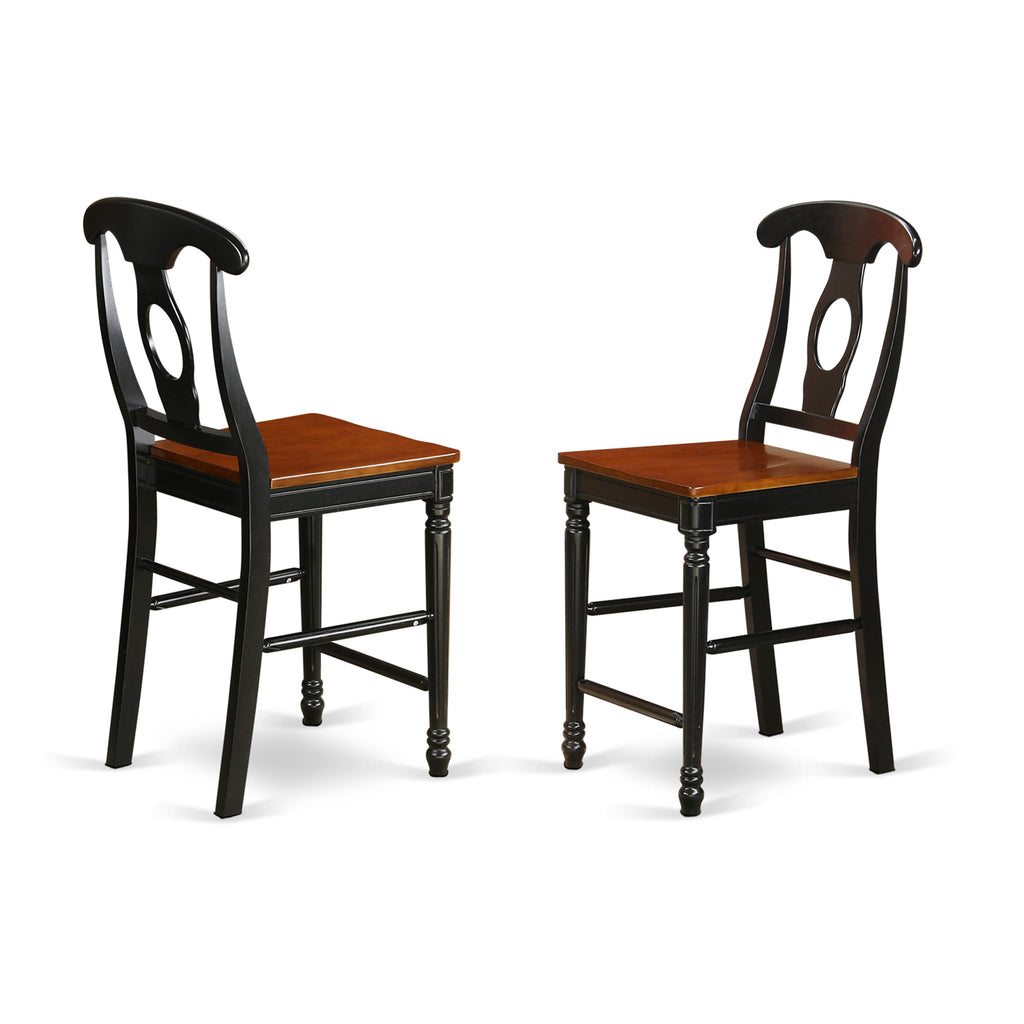 FAKE74-UOA-W 7-Piece Suite Square Table with Pedestal Base and 6 Chairs, Chic Black & Cherry