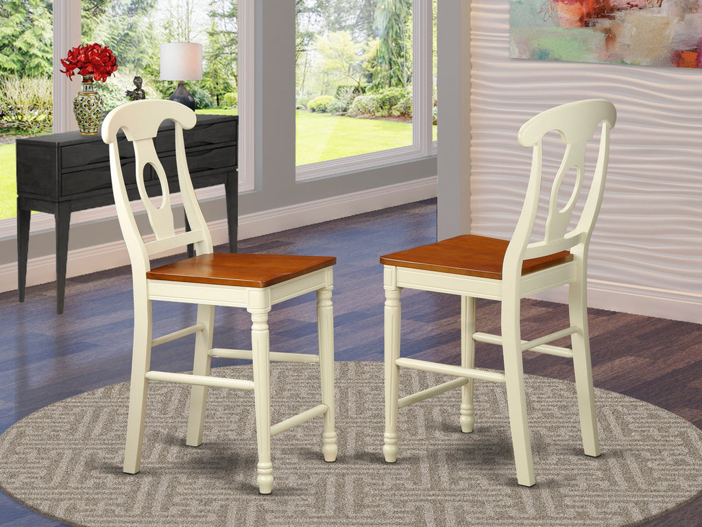 Napoleon Back Counter Height Dining Stools - Set of 2, Buttermilk & Cherry ( KES-WOO-G)