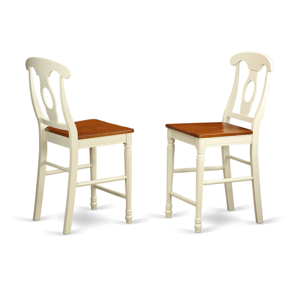 Napoleon Back Counter Height Dining Stools - Set of 2, Buttermilk & Cherry ( KES-WOO-G)