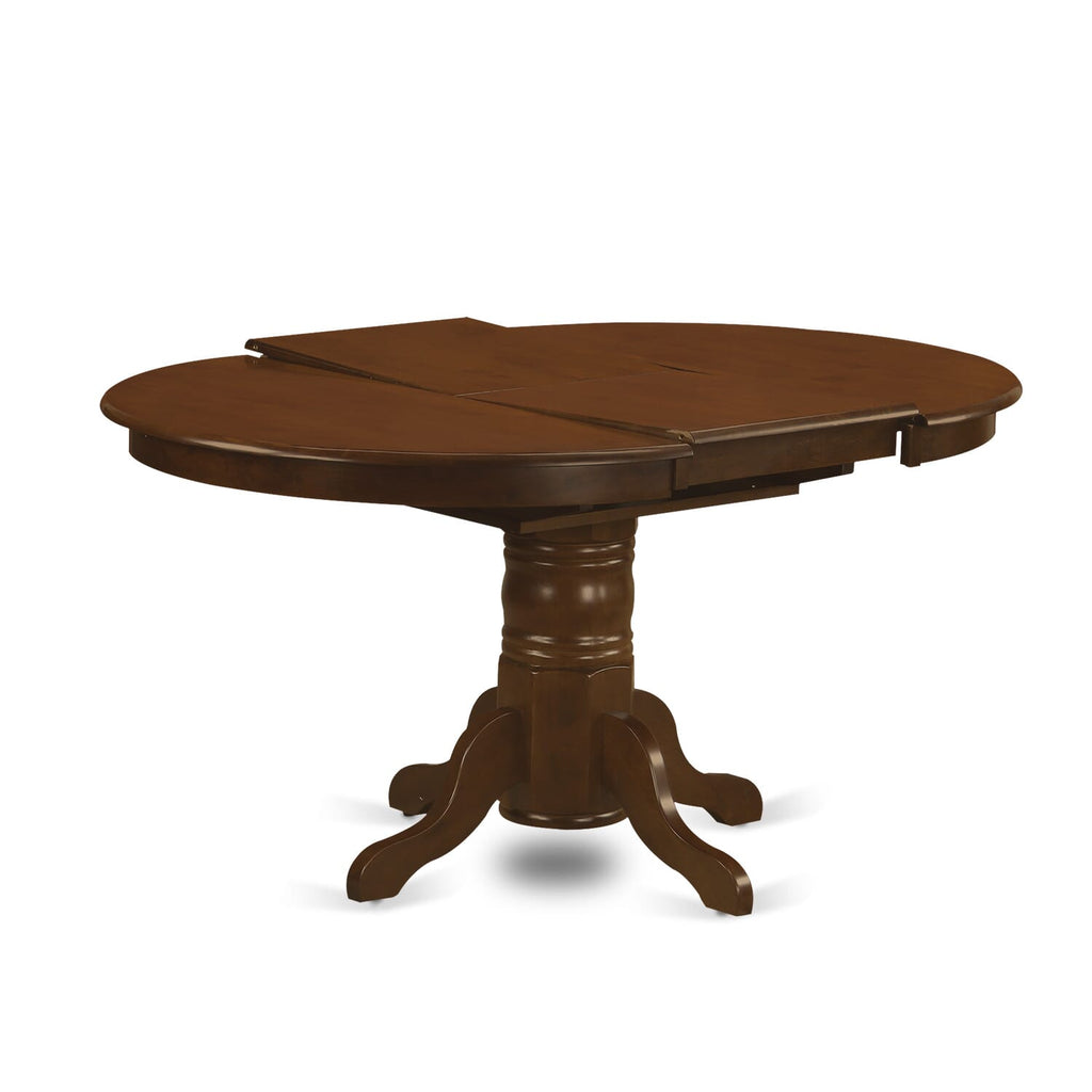 KET-E96-54 Oval Dining Table with Pedestal Base in Rich Espresso Finish - Features Extendable Butterfly Leaf, Dimensions 42x60 Inch