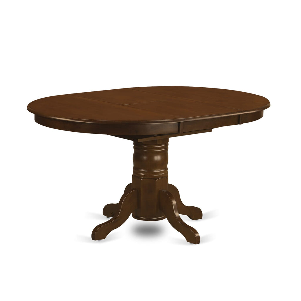 KET-E96-54 Oval Dining Table with Pedestal Base in Rich Espresso Finish - Features Extendable Butterfly Leaf, Dimensions 42x60 Inch