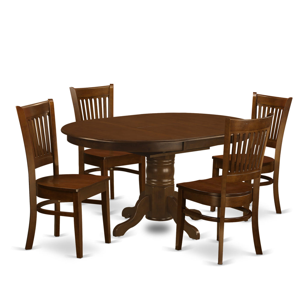 KEVA5-O08-Y 5-Piece Dining Ensemble with Expandable Oval Table & Chairs - Espresso Finish