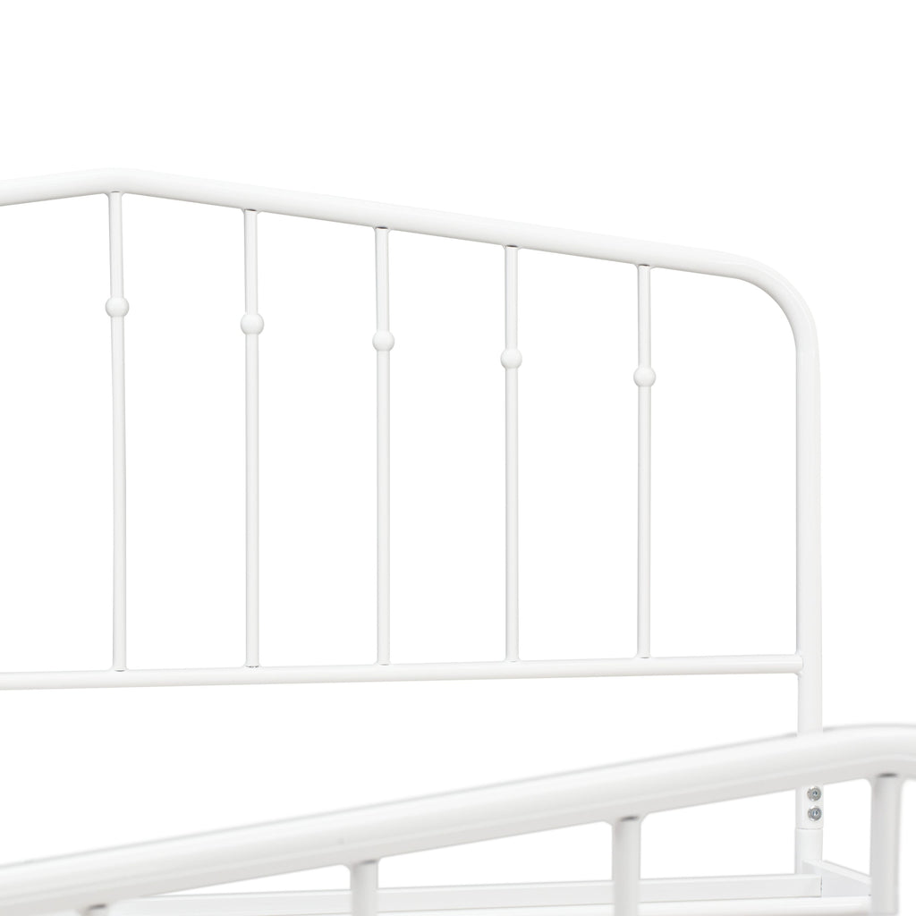 KHQBW2D Platform Queen Bed with 4 Metal Support Legs - Elegant White Finish Masterpiece