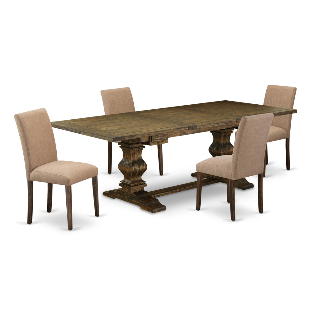Elegant LAAB5-21-J3 5-Piece Dining Room Set with Functionality & Class, Table & Seats in Rich Fabric