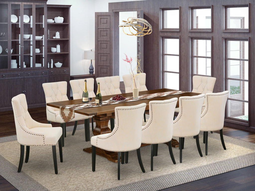 LAFR17-O3-0R Ultimate Dining Experience 11-Piece Set with Extendable Wooden Table & Chairs Ensemble