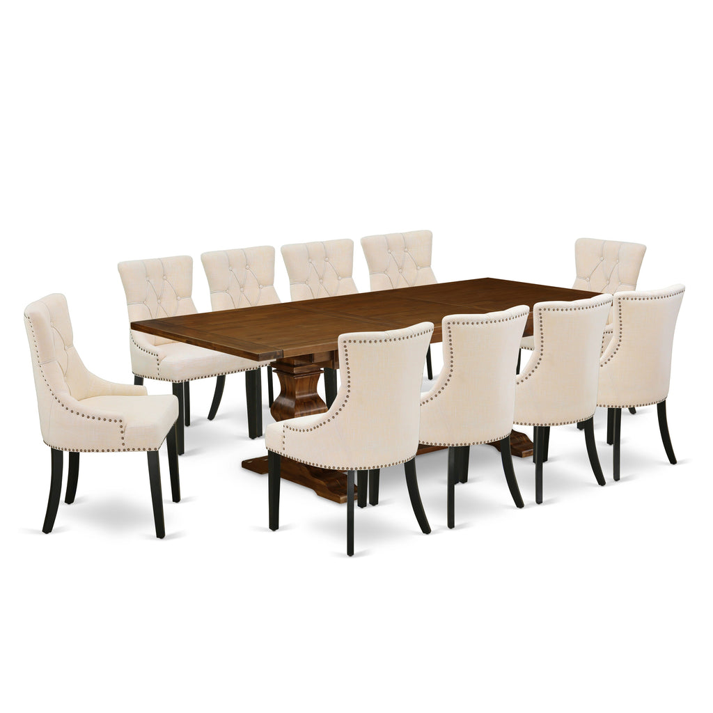 LAFR17-O3-0R Ultimate Dining Experience 11-Piece Set with Extendable Wooden Table & Chairs Ensemble