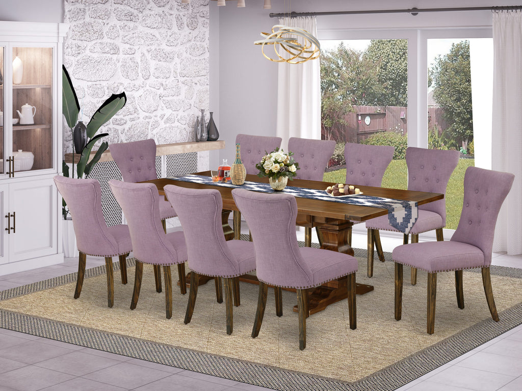 LAGA1W-UL-D9 Lavish 11-Piece Rectangle Dining Table Set with Chairs and Butterfly Leaf in Walnut Finish