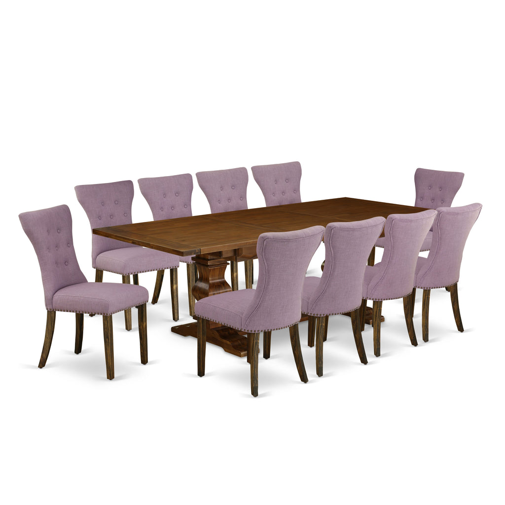 LAGA1W-UL-D9 Lavish 11-Piece Rectangle Dining Table Set with Chairs and Butterfly Leaf in Walnut Finish