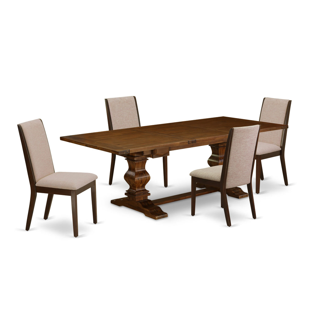 LALA5-CL-7I Spectacular 5-Piece Dining Collection with Expandable Table and Linen Comfort Seating