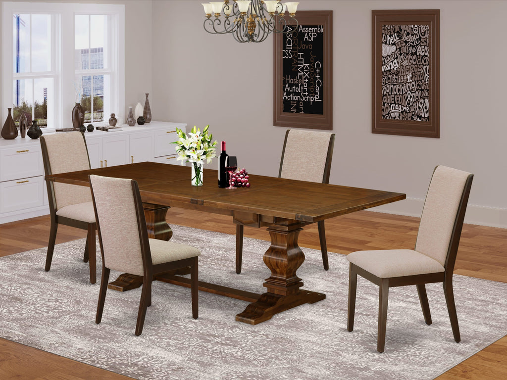 LALA5-CL-7I Spectacular 5-Piece Dining Collection with Expandable Table and Linen Comfort Seating