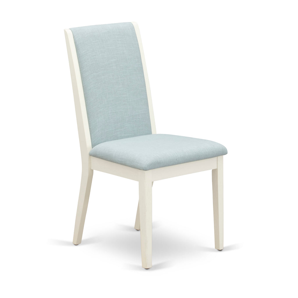 X077L5ZZE-4 Dining Set 9 Piece Set with Table & 8 Upholstered Blue Chairs, 40x72, Multicolor Elegance