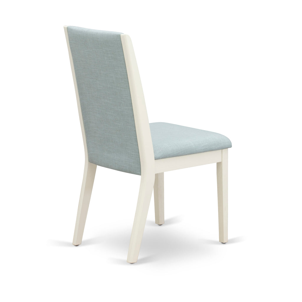 V027LRZA-1 6-Piece Dining Ensemble with V-Leg Table, 4 Aqua Linen Seats & Bench, 40x72 Inch, Multi-Hue
