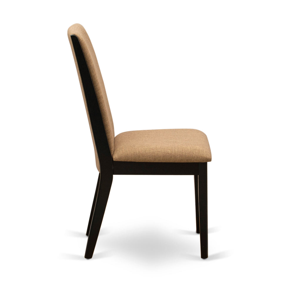 LAP1TB3 Lancy Light Sable Fabric Parson Dining Chairs - Elegant Upholstery, Set of 2 in Black