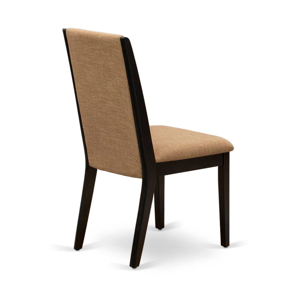 LAP1TB3 Lancy Light Sable Fabric Parson Dining Chairs - Elegant Upholstery, Set of 2 in Black