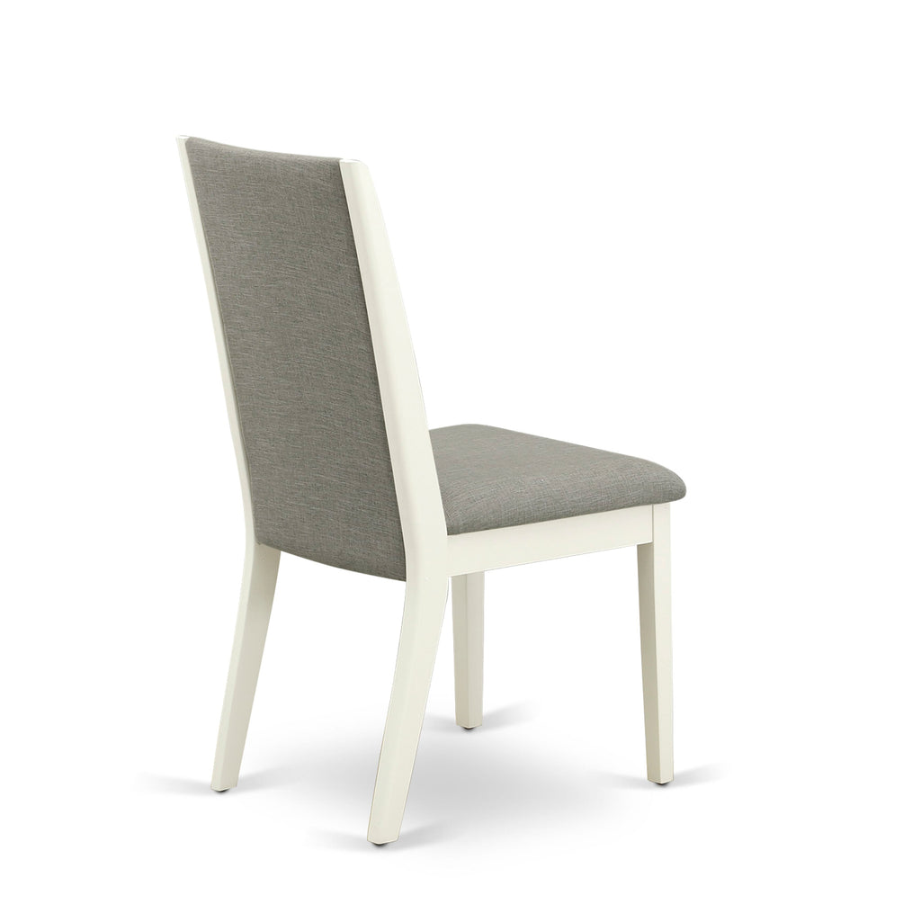 NDLA5-5O5-BN Compact Dining Ensemble Dropleaf Table & 4 Shitake Fabric Chairs, Linen White - For Elegant Seating Solutions