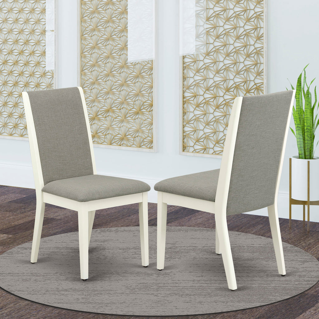 LAP2TEQ Shitake Linen Upholstered Dining Chairs Set for Cozy Dining Room Decoration, Pair in Linen White