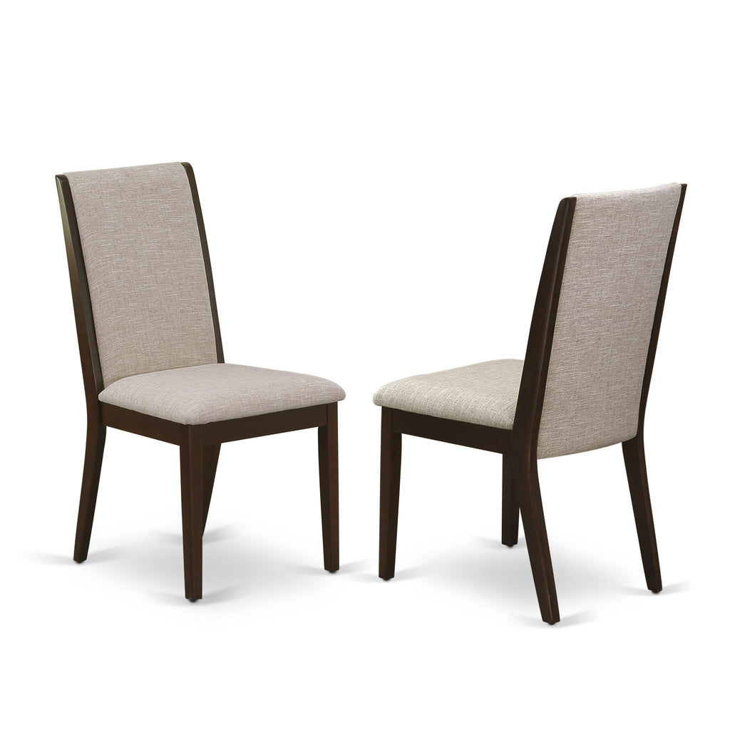 NDLA5-UYM-L9 5-Piece Contemporary Dining Ensemble with Rectangular Folding Table and 4 Beige Parsons Chairs, 30x48 in, Rich Mahogany Finish