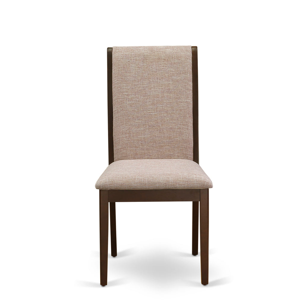 NDLA5-UYM-L9 5-Piece Contemporary Dining Ensemble with Rectangular Folding Table and 4 Beige Parsons Chairs, 30x48 in, Rich Mahogany Finish