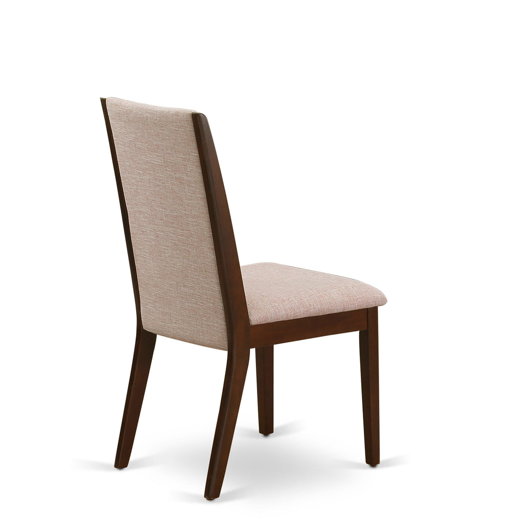 NDLA5-UYM-L9 5-Piece Contemporary Dining Ensemble with Rectangular Folding Table and 4 Beige Parsons Chairs, 30x48 in, Rich Mahogany Finish