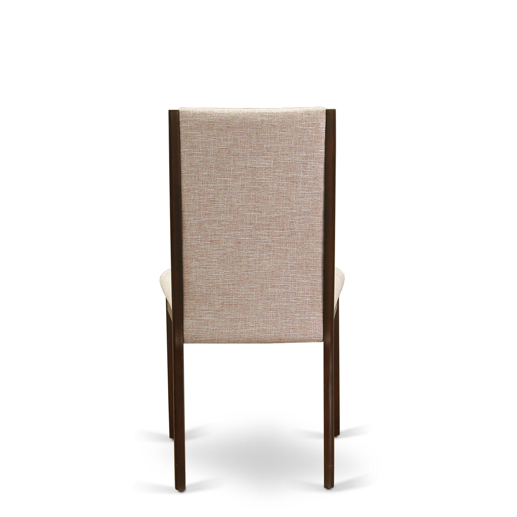 NDLA5-UYM-L9 5-Piece Contemporary Dining Ensemble with Rectangular Folding Table and 4 Beige Parsons Chairs, 30x48 in, Rich Mahogany Finish