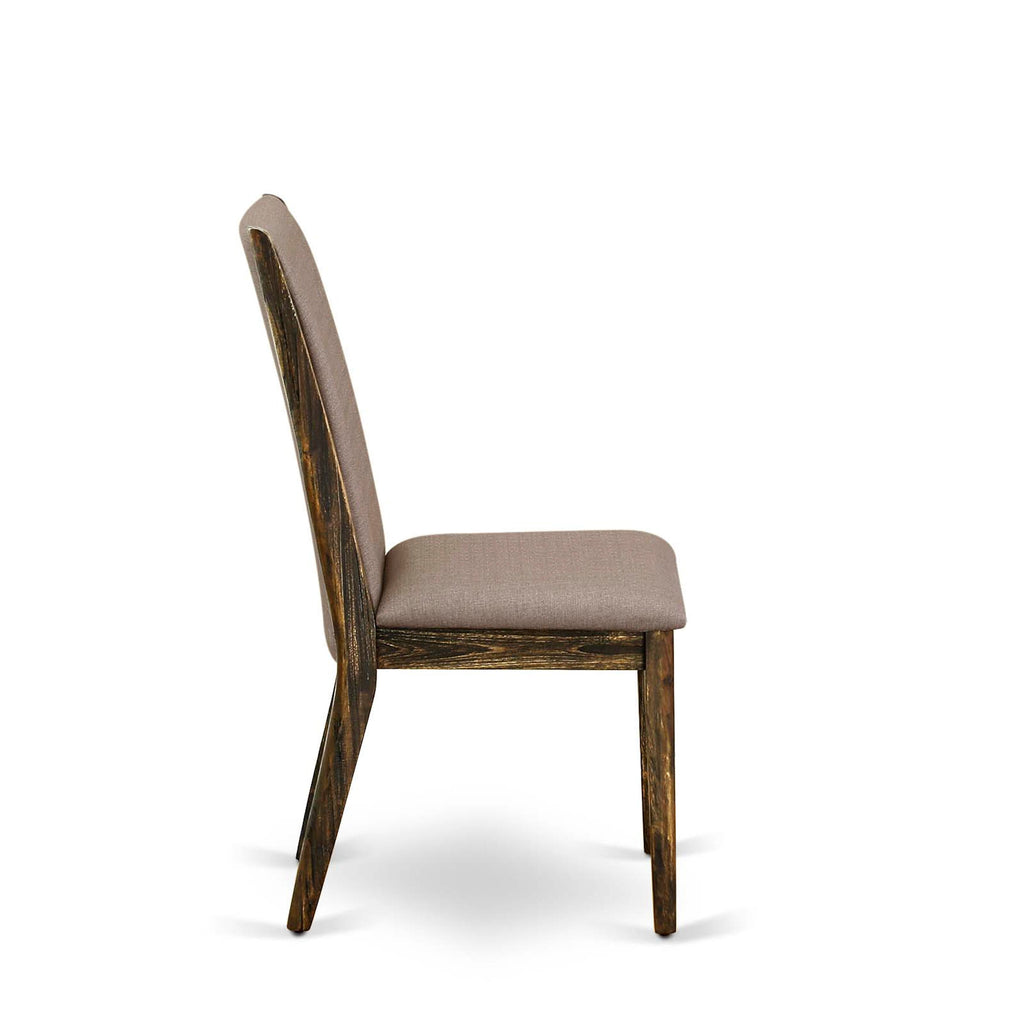 LAP7T0X Elegant Jacobean Dining Chairs in Dark Khaki Linen, Set of 2