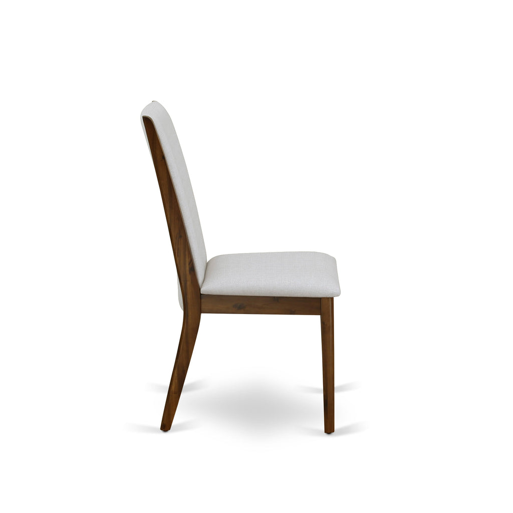 DLLA5-NM2-X5 ☼ 5-Piece Dining Set Round Dropleaf Table & 4 Grey Parson Chairs, Natural Charm