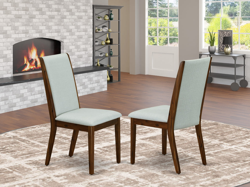 LAP8T1G Elegant Grey Linen Dining Chairs for Refined Settings - Upholstered Set of 2, Walnut Stain