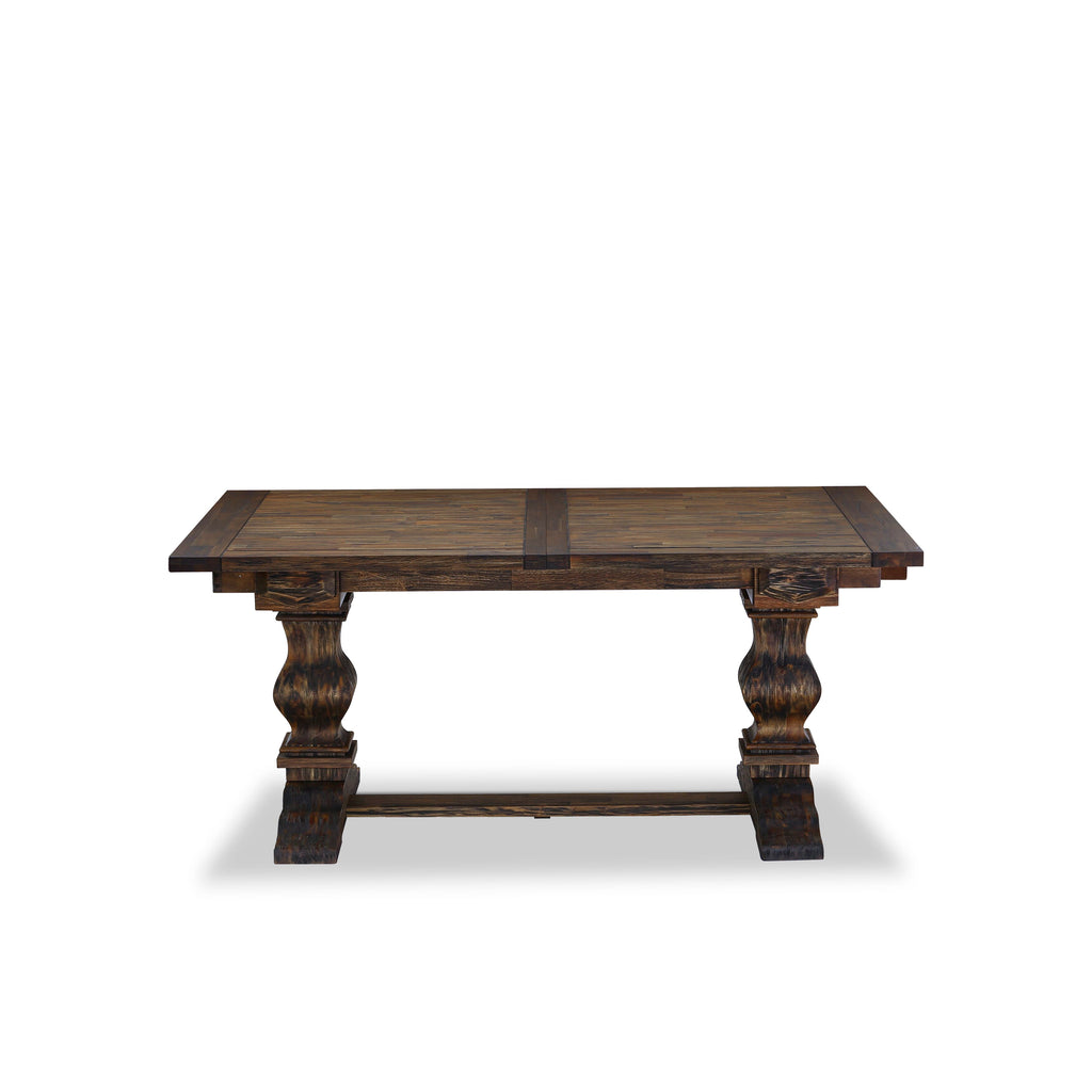 LALA9-ZF-AA 9-Piece Dining Ensemble Featuring Rectangular Table with Butterfly Leaf and 8 Linen Chairs, Jacobean Finish