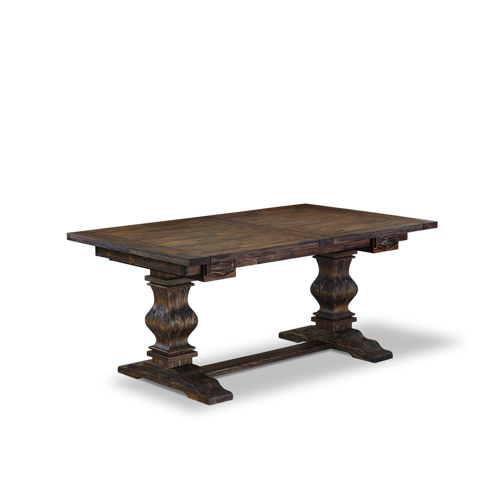 LALA9-ZF-AA 9-Piece Dining Ensemble Featuring Rectangular Table with Butterfly Leaf and 8 Linen Chairs, Jacobean Finish