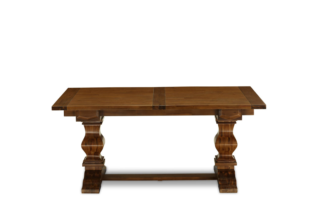 LAX19-38-I8 Dining Ensemble Antique Walnut Table & Light Tan Chair Seating for 9