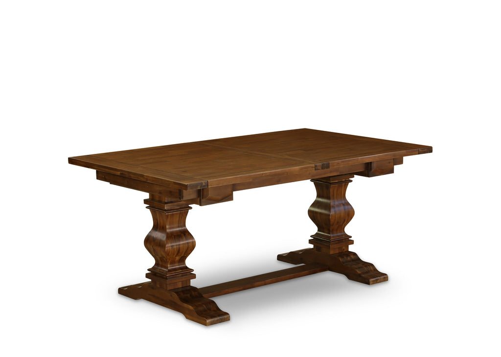 LALA9-TN-87 Nine-Piece Dining Ensemble with Rectangular Table & Parson Chairs, Tan Linen