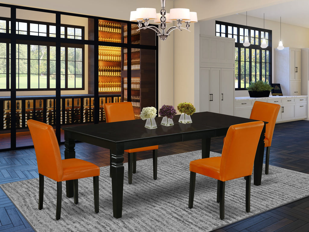 Stylish LGAB5-ZM6-FH 5-Piece Dining Collection with Expansive Table and Faux Leather Chairs for a Cozy Gathering