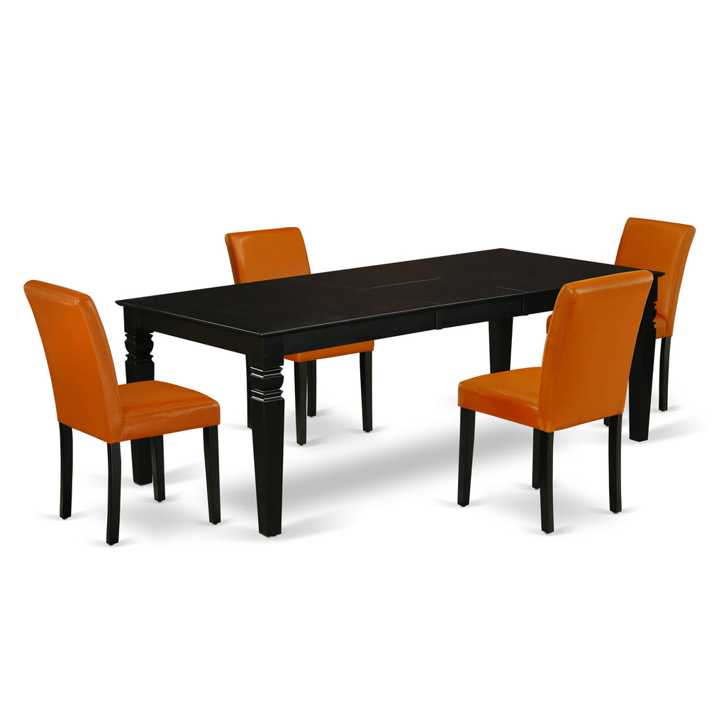 Stylish LGAB5-ZM6-FH 5-Piece Dining Collection with Expansive Table and Faux Leather Chairs for a Cozy Gathering