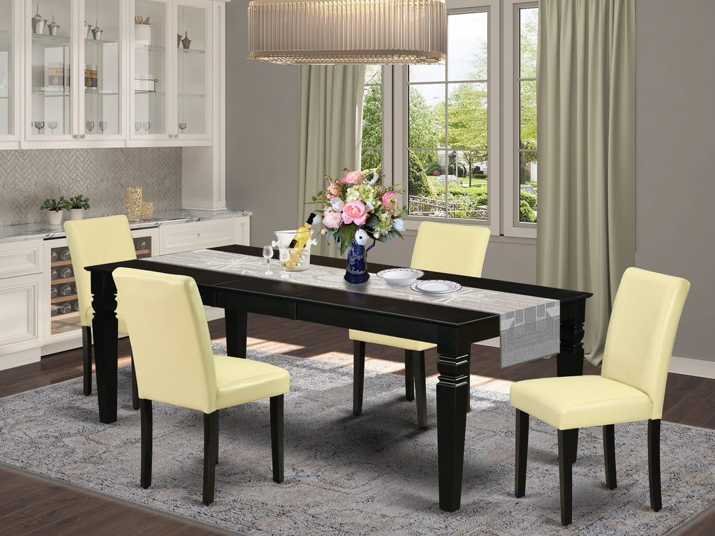 LGAB5-BAG-L4 Unique 5-Piece Dining Ensemble with Extendable Table & Creamy Faux Leather Chairs