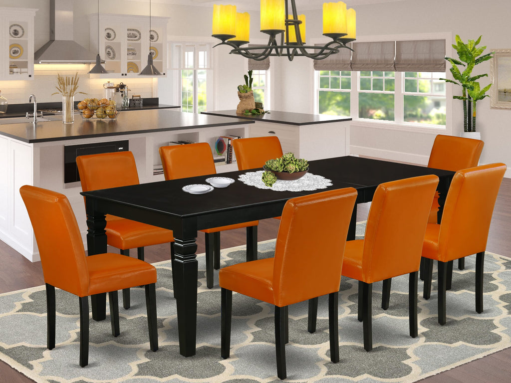 Enhance Your Dining Space with LGAB9-QRT-MP A 9-Piece Set, Table with Leaf Plus 8 Upholstered Chairs