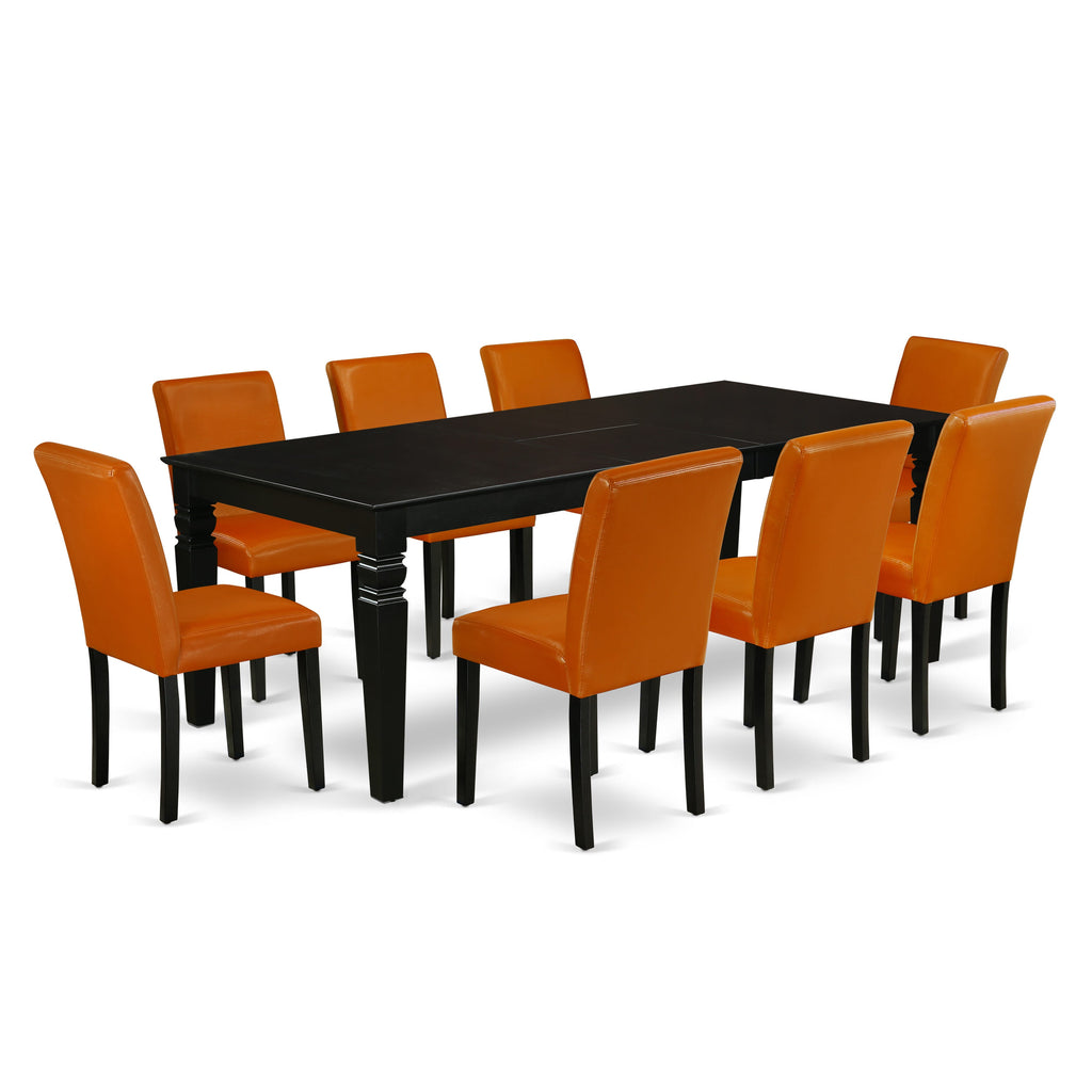 Enhance Your Dining Space with LGAB9-QRT-MP A 9-Piece Set, Table with Leaf Plus 8 Upholstered Chairs
