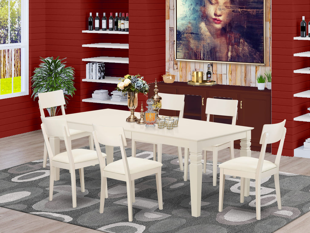 LGAD7-ZU9-EO 7-Piece Dining Ensemble with Rectangular Table, Butterfly Leaf & 6 Leatherette Seating