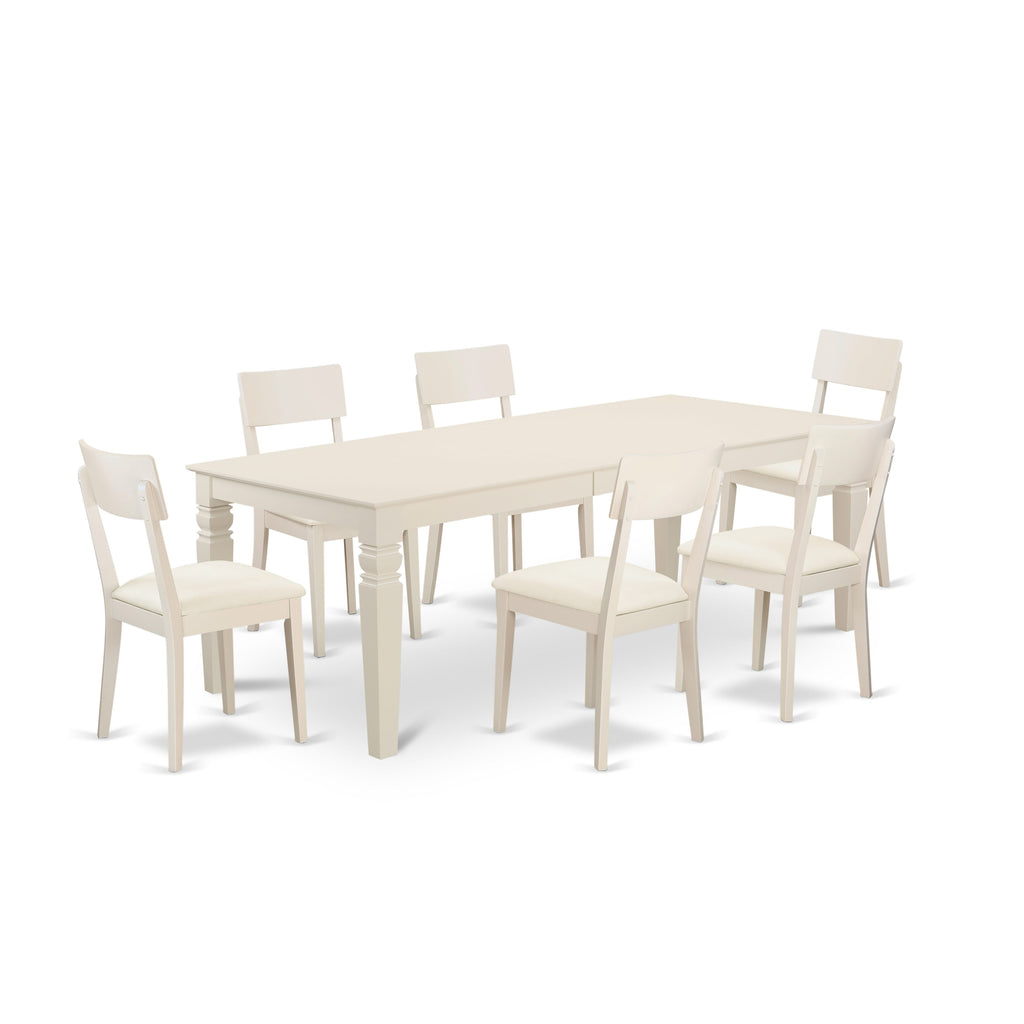 LGAD7-ZU9-EO 7-Piece Dining Ensemble with Rectangular Table, Butterfly Leaf & 6 Leatherette Seating
