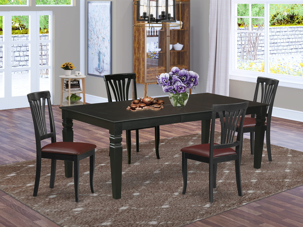LGAV5-VWP-J8 - Elegant 5-Piece Dining Set with Extendable Table and Padded Chairs, 42x84 In, Sleek Finish