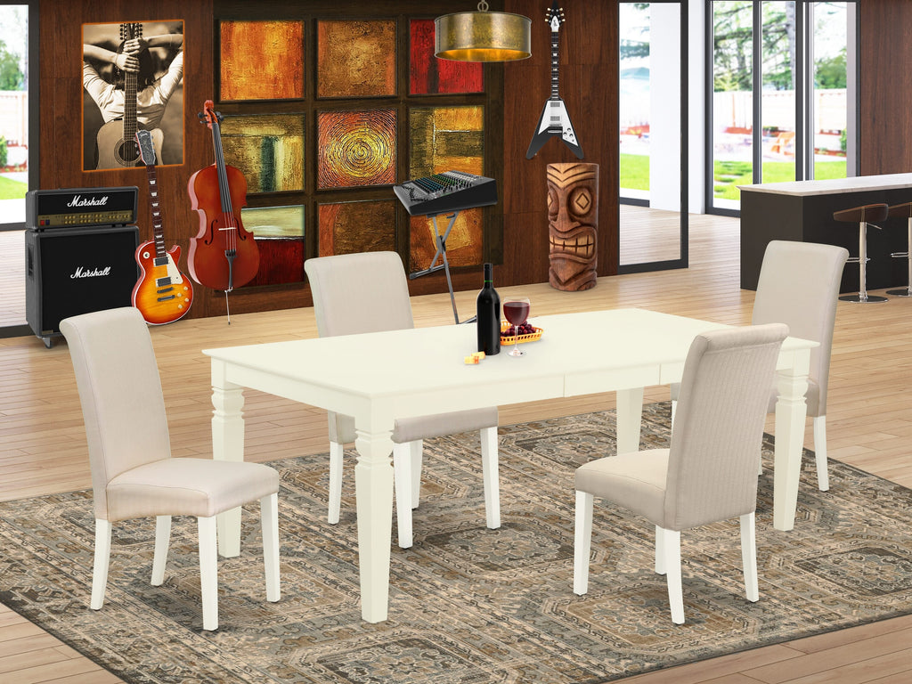 LGBA5-E6F-GT 5-Piece Dining Collection Set with Expandable Table & Cream Chairs