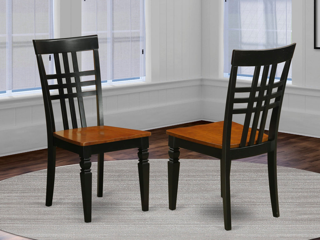LGC-BRG-6 Logan Solid Wood Black & Cherry Dining Room Chairs, Stylish Back Design, Set of 2