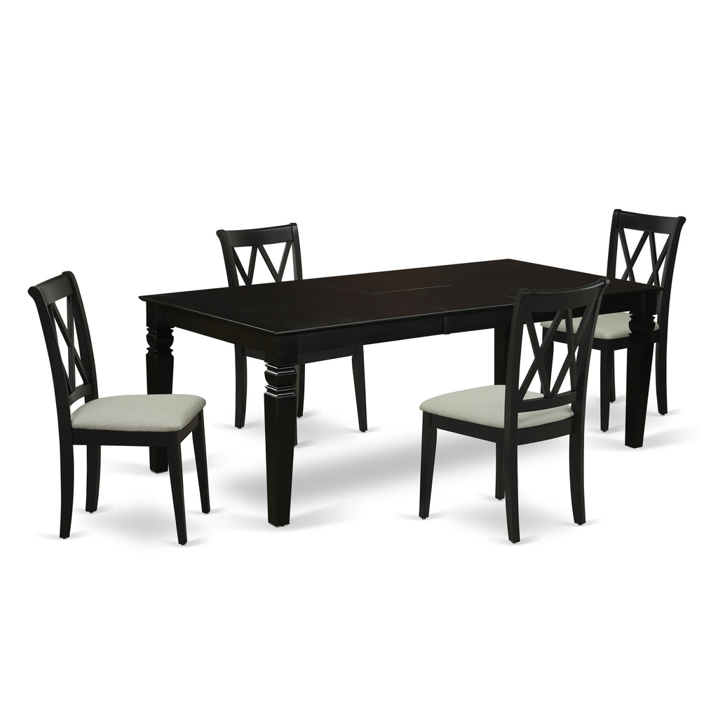LGCL5-4EE-U 5 Piece Kitchen Set for 4 with Expandable Rectangular Table & Fabric Chairs, 42x84