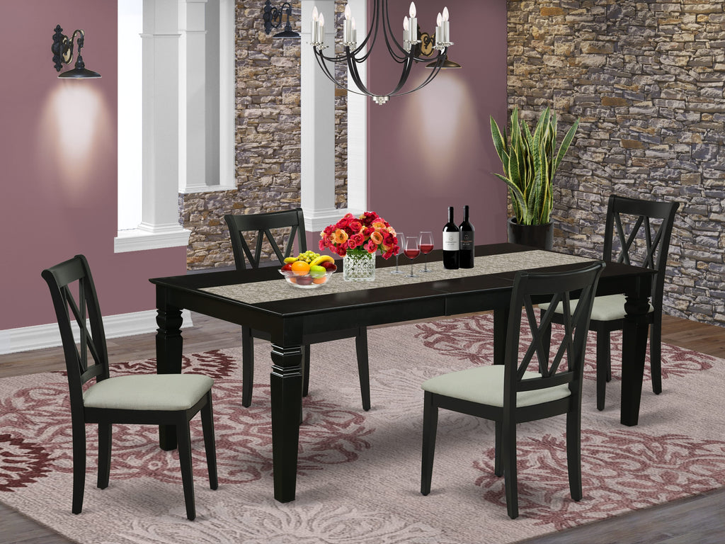 LGCL5-4EE-U 5 Piece Kitchen Set for 4 with Expandable Rectangular Table & Fabric Chairs, 42x84