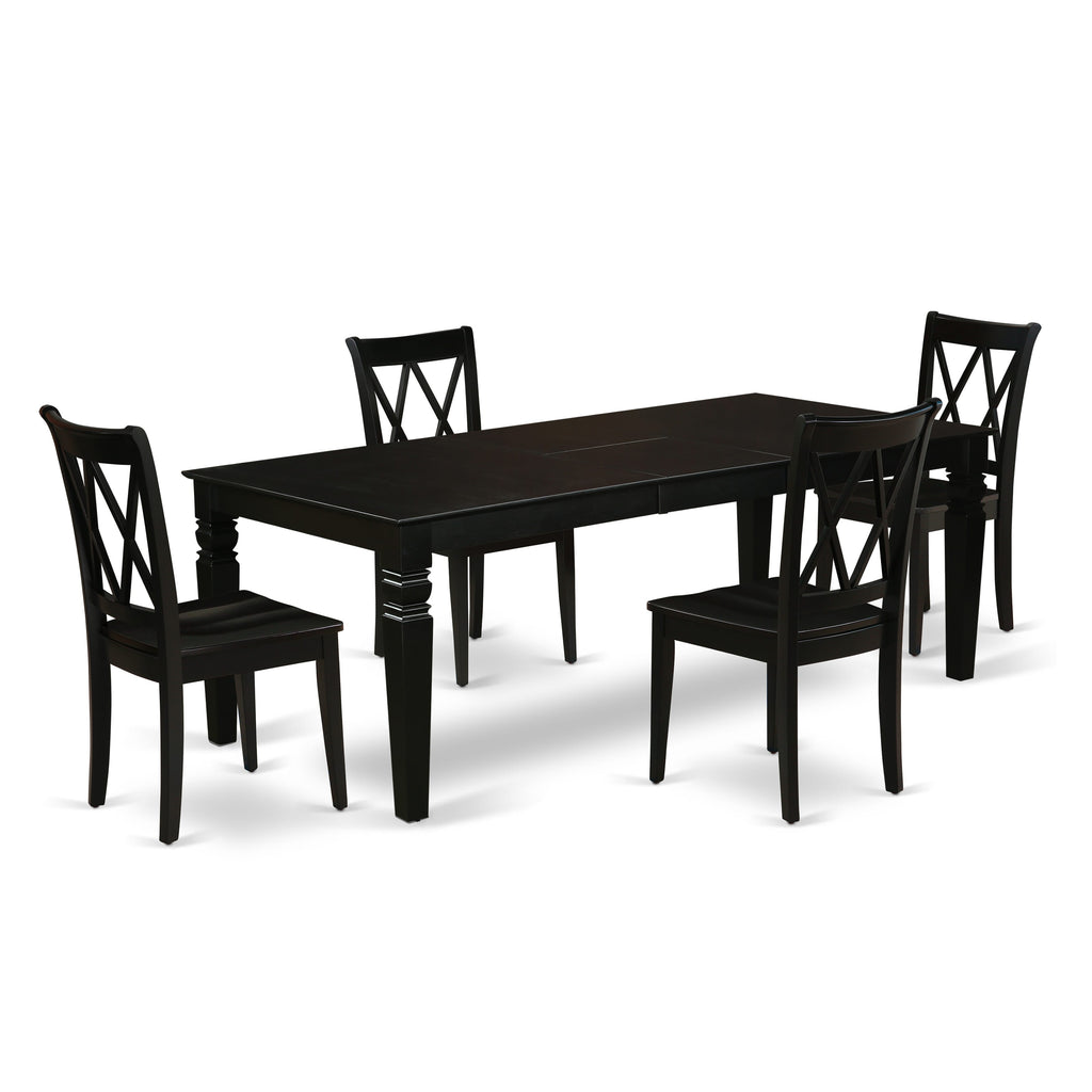 LGCL5-DQR-L 5-Piece Dining Set Rectangular Extendable Table with 4 Wooden Chairs, 42x84 Inch
