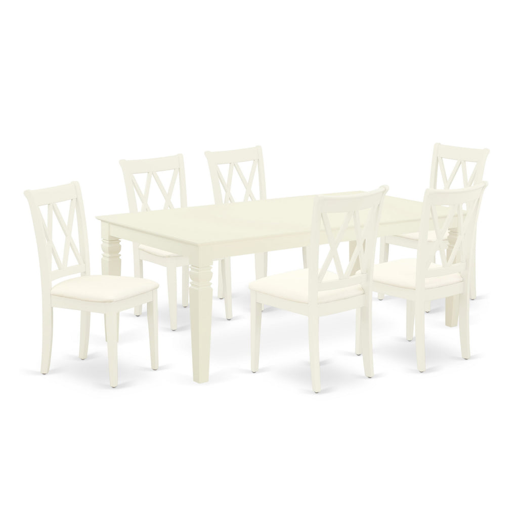 Experience Dining Elegance LGCL7-7XU-I Set with Spacious Table & 6 Chic Chairs - White Finish