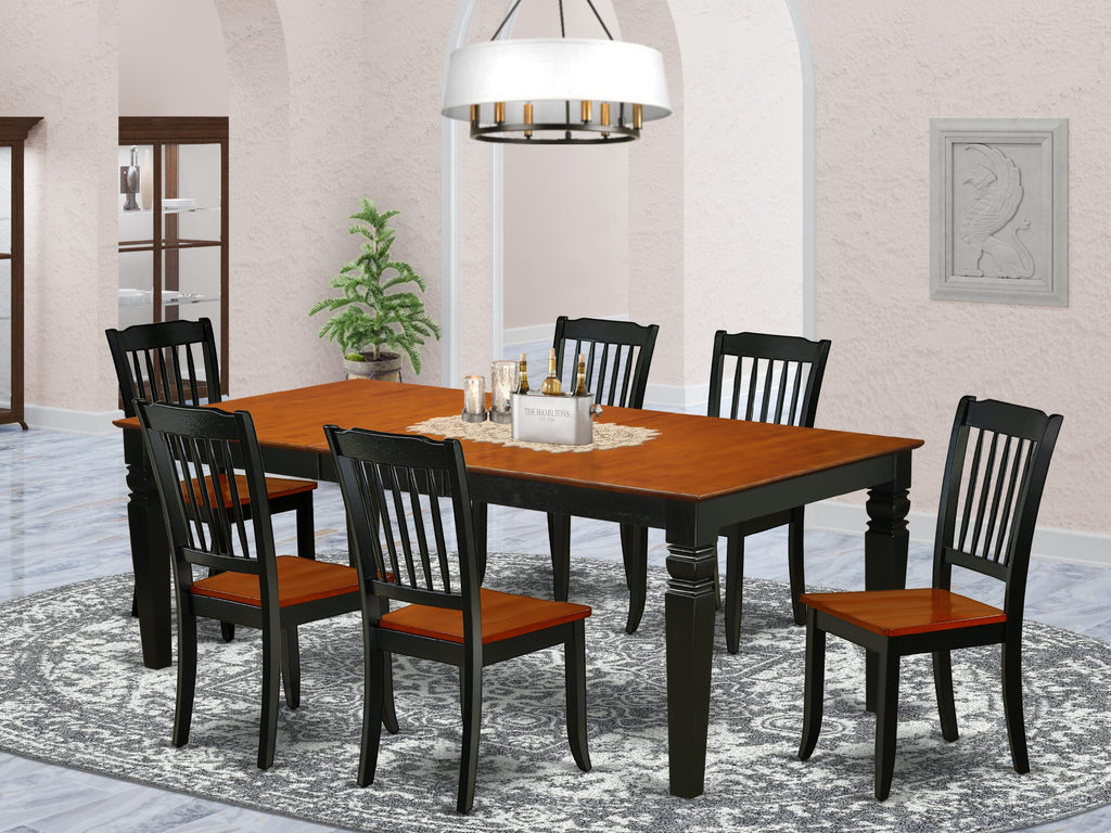 LGDA7-RZ4-8 7-Piece Dining Room Assembly with Extendable Table and Six Chairs, Two-Tone Rustic Finish