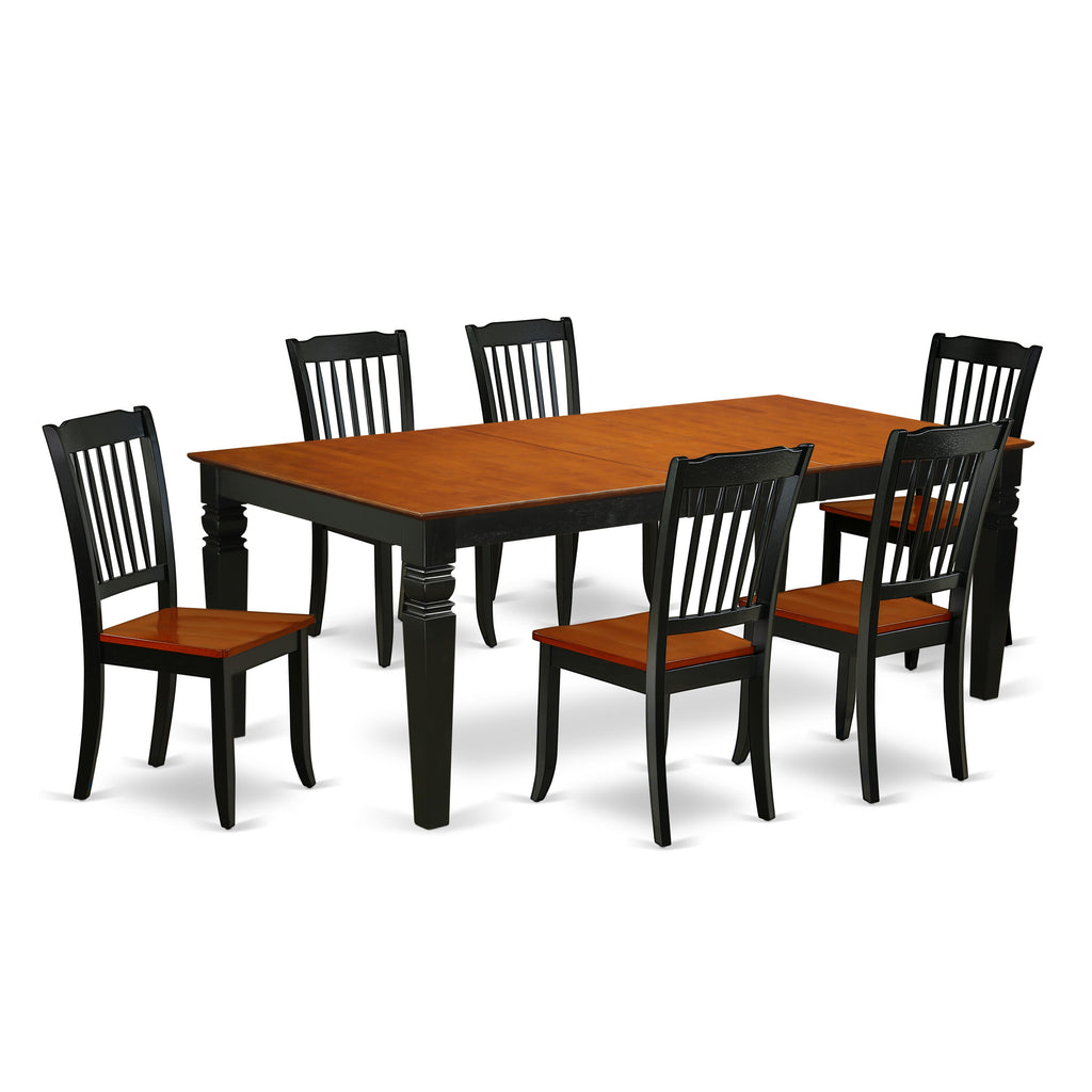 LGDA7-RZ4-8 7-Piece Dining Room Assembly with Extendable Table and Six Chairs, Two-Tone Rustic Finish